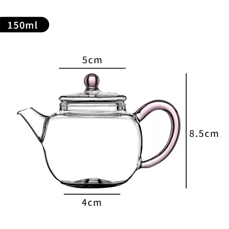 One Person 150ml Small Capacity Heat-Resistant Kung Fu Glass Teapot Brewing Puer Flower Green Tea Pot Teaware