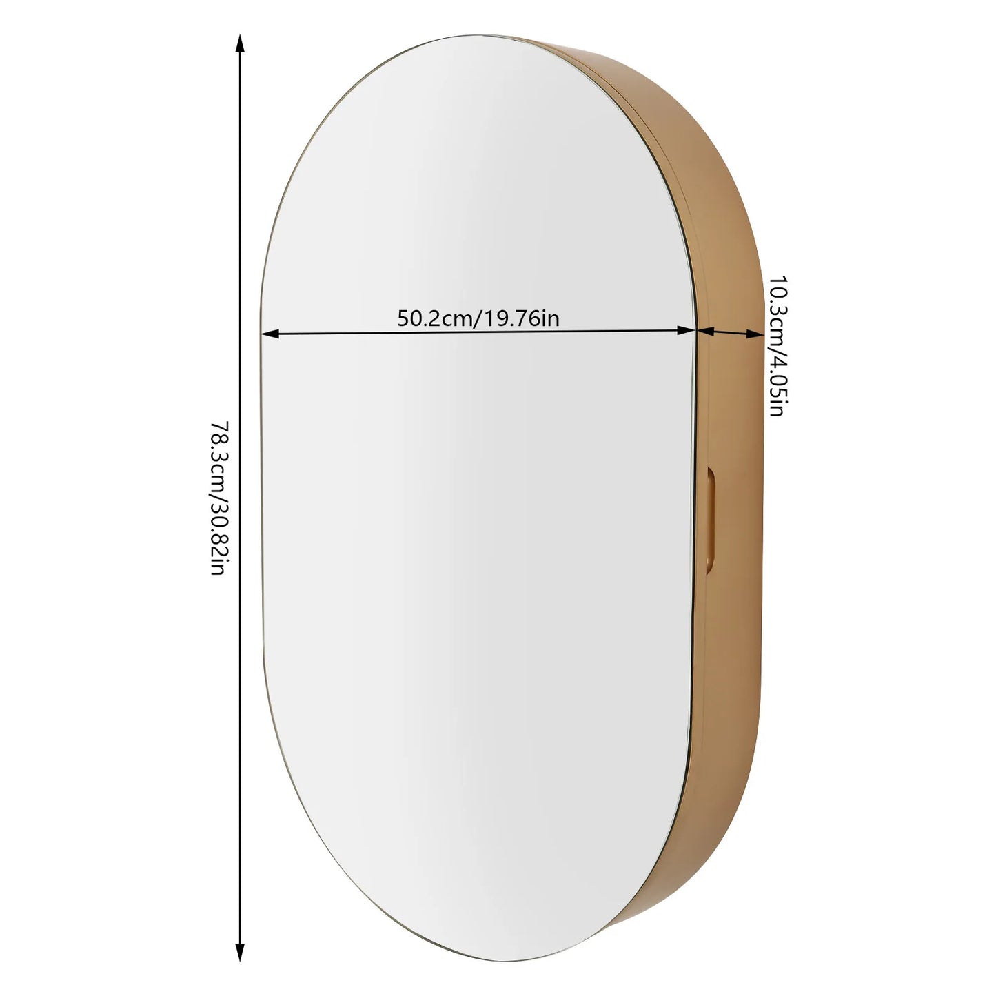 3-Tier Wall Mounted Mirror Cabinet Oval Cabinet Bathroom Mirror for Storage