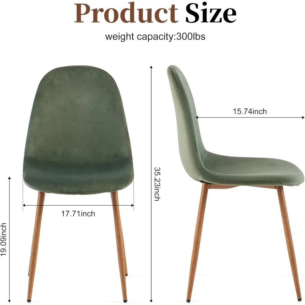 Velvet Dining Chairs Set of 4 - Modern Seating with Metal Legs for Living, Bedroom,Dining Room - Green Chairs for Dining Room,