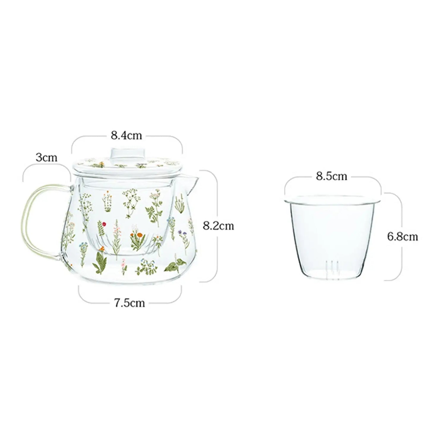 Tea Blooming Teapot Loose Leaf with Tea Strainer Clear High Borosilicate Glass Teapot for Gift Office Birthday Party Anniversary