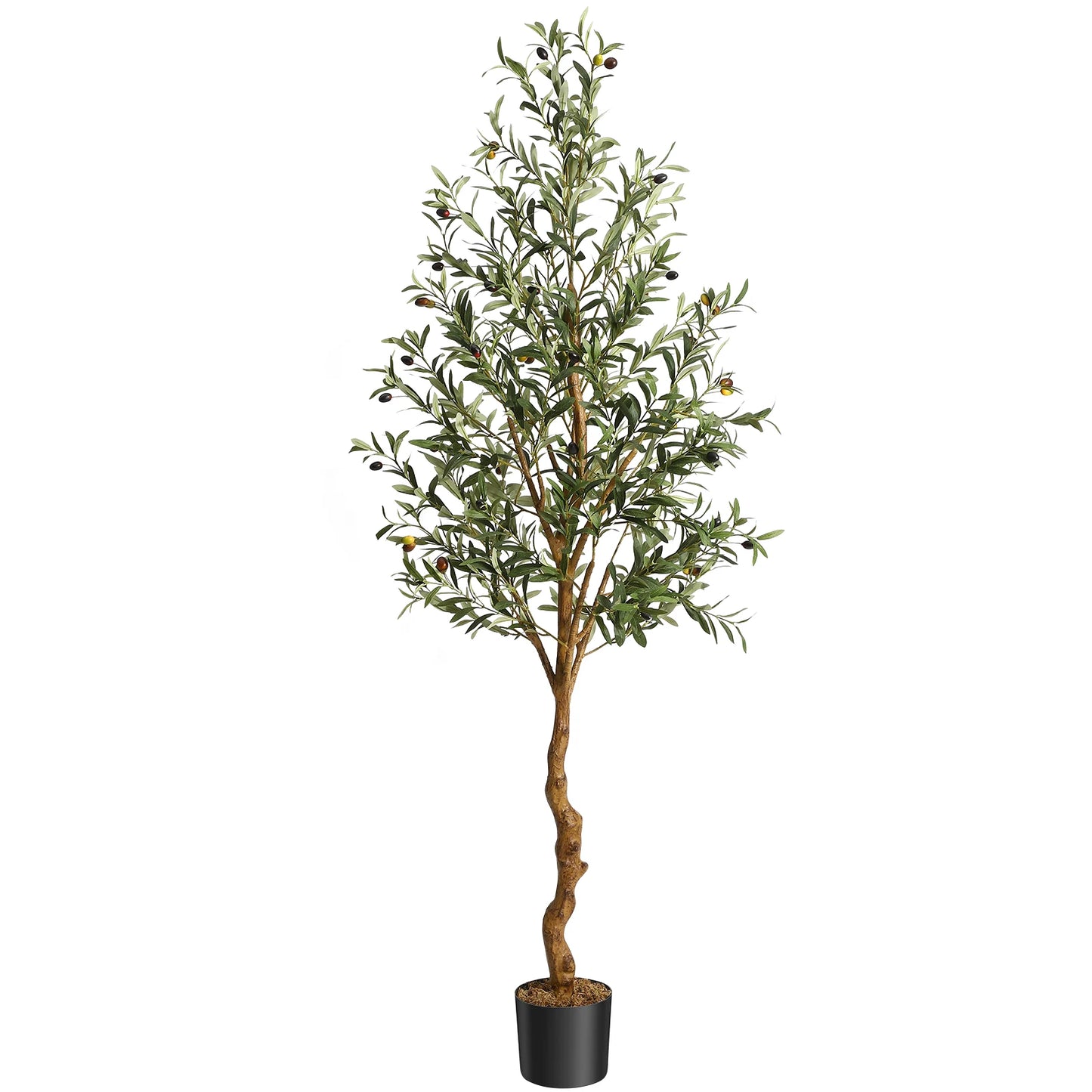 Artificial Olive Tree Silk Fake Potted Tree with Natural Wood Trunk and Lifelike Fruits for Home Office Living Room Indoor Decor