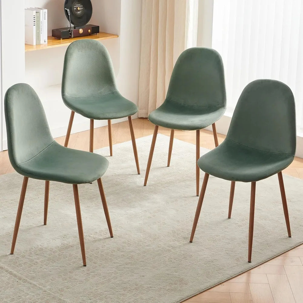 Velvet Dining Chairs Set of 4 - Modern Seating with Metal Legs for Living, Bedroom,Dining Room - Green Chairs for Dining Room,