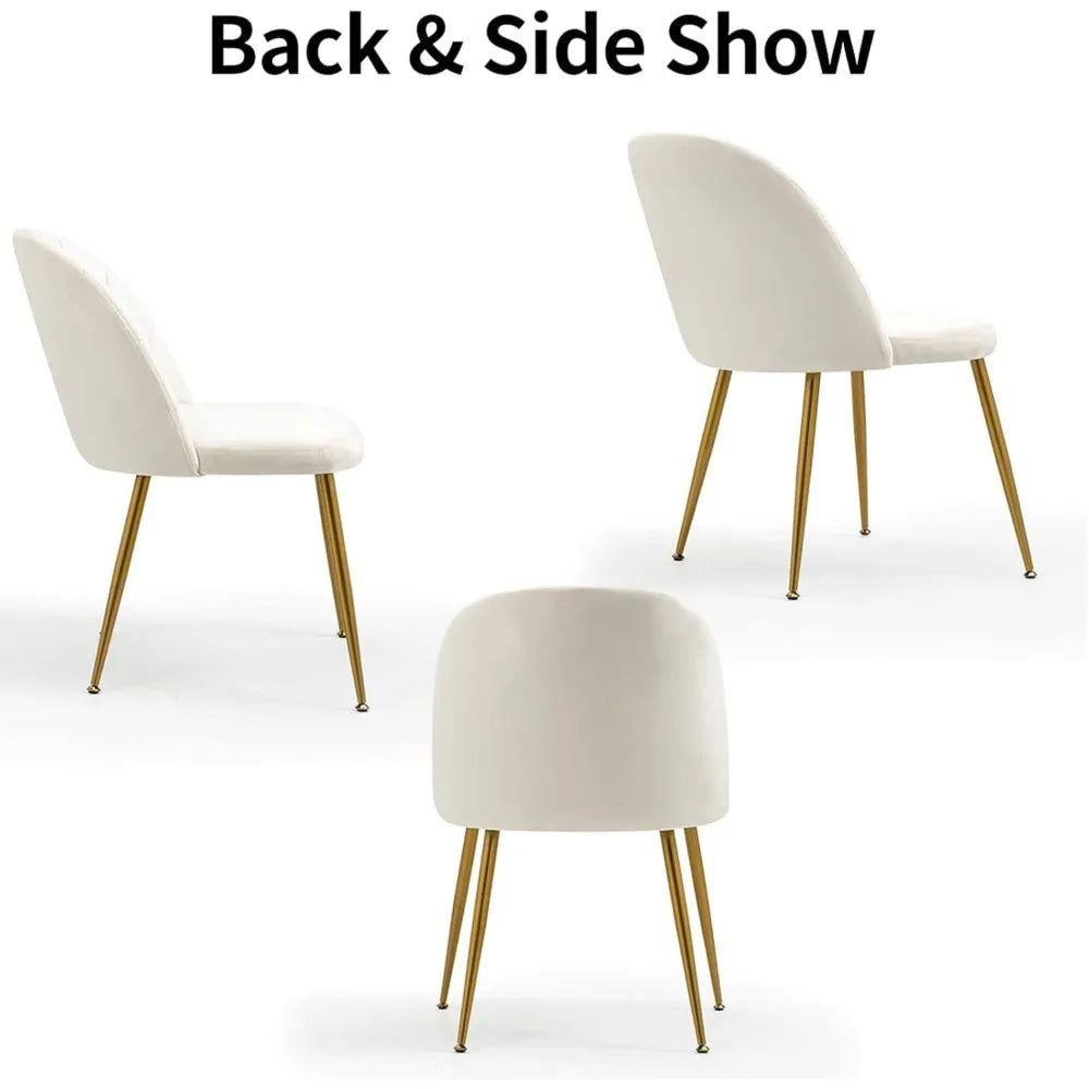 Velvet Dining Chairs Set of 4, Mid-Century Modern Upholstered Kitchen Chair with Metal Gold Legs, Elegant Accent Chairs w/Luxury