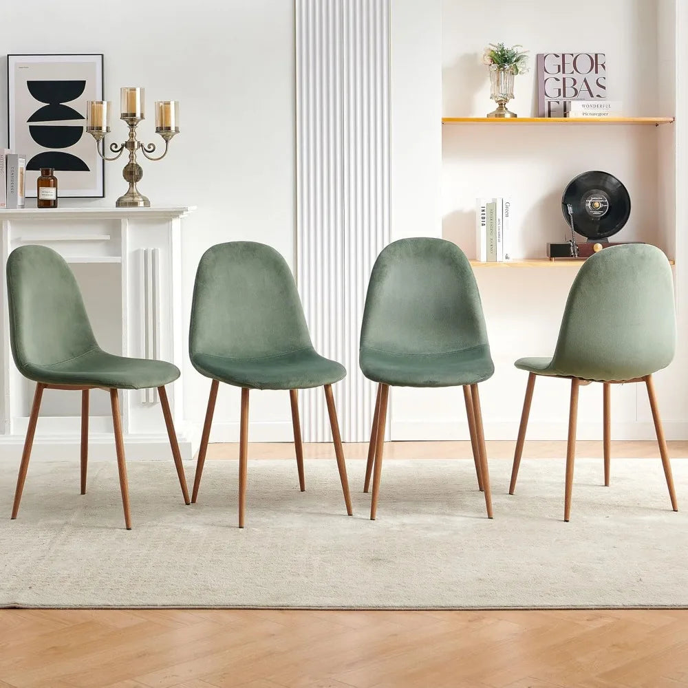 Velvet Dining Chairs Set of 4 - Modern Seating with Metal Legs for Living, Bedroom,Dining Room - Green Chairs for Dining Room,