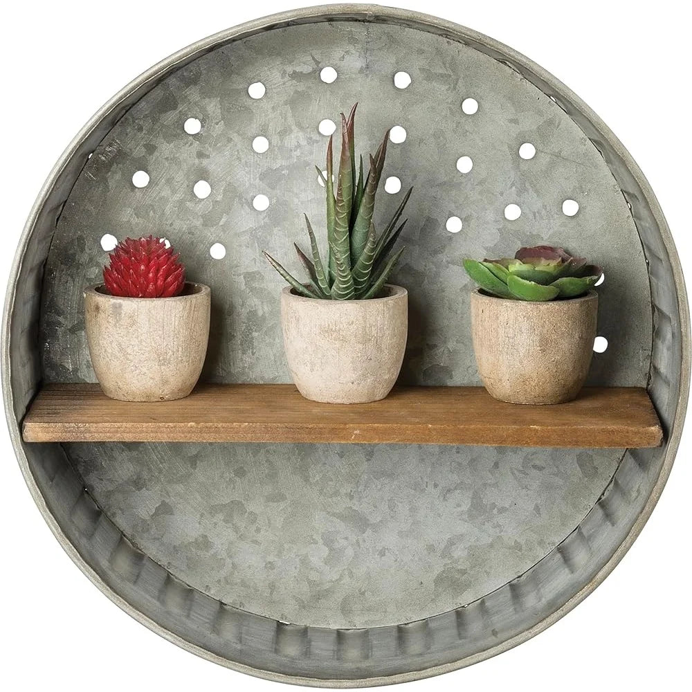 Rustic Distressed Wall Shelf Handmade Metal Wood Decor Kitchen Living Room Bedroom Farmhouse Aesthetic Storage Solution