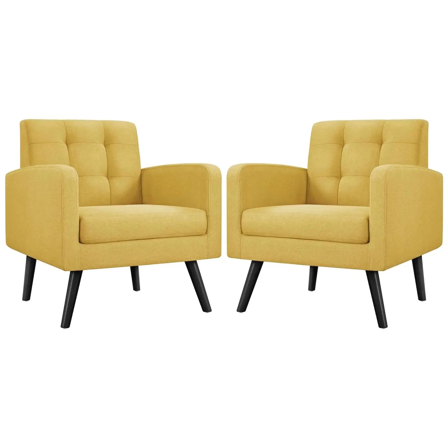 Mid-Century Accent Chairs, Modern Upholstered Living Room Chair, Cozy Armchair Button Tufted Back and Wood Legs for, Customized