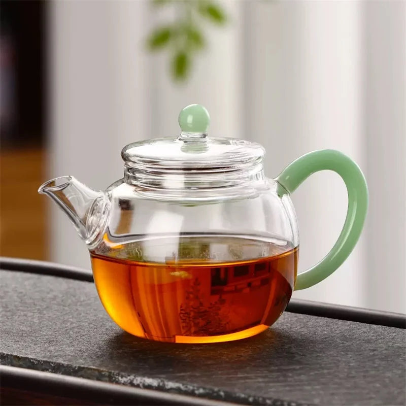 One Person 150ml Small Capacity Heat-Resistant Kung Fu Glass Teapot Brewing Puer Flower Green Tea Pot Teaware