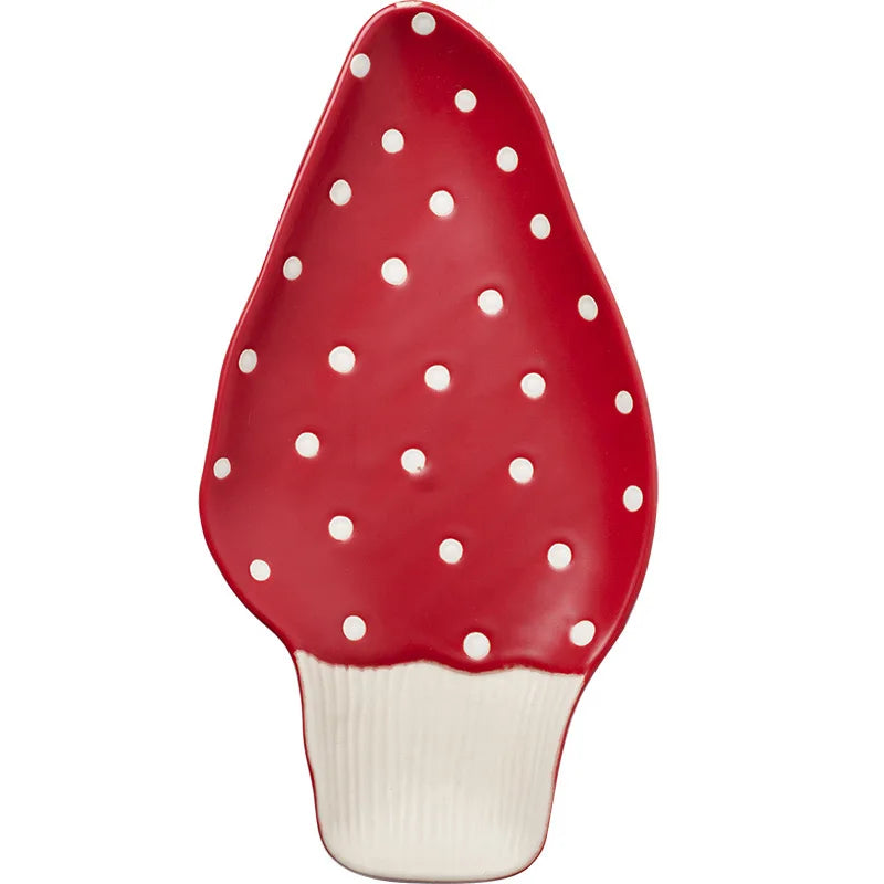 Ceramic Red Mushroom Tableware Mug Snack Plate Creative Cute Handmade Dinner Serving Plate Bowl Spoon Kitchen Dinnerware