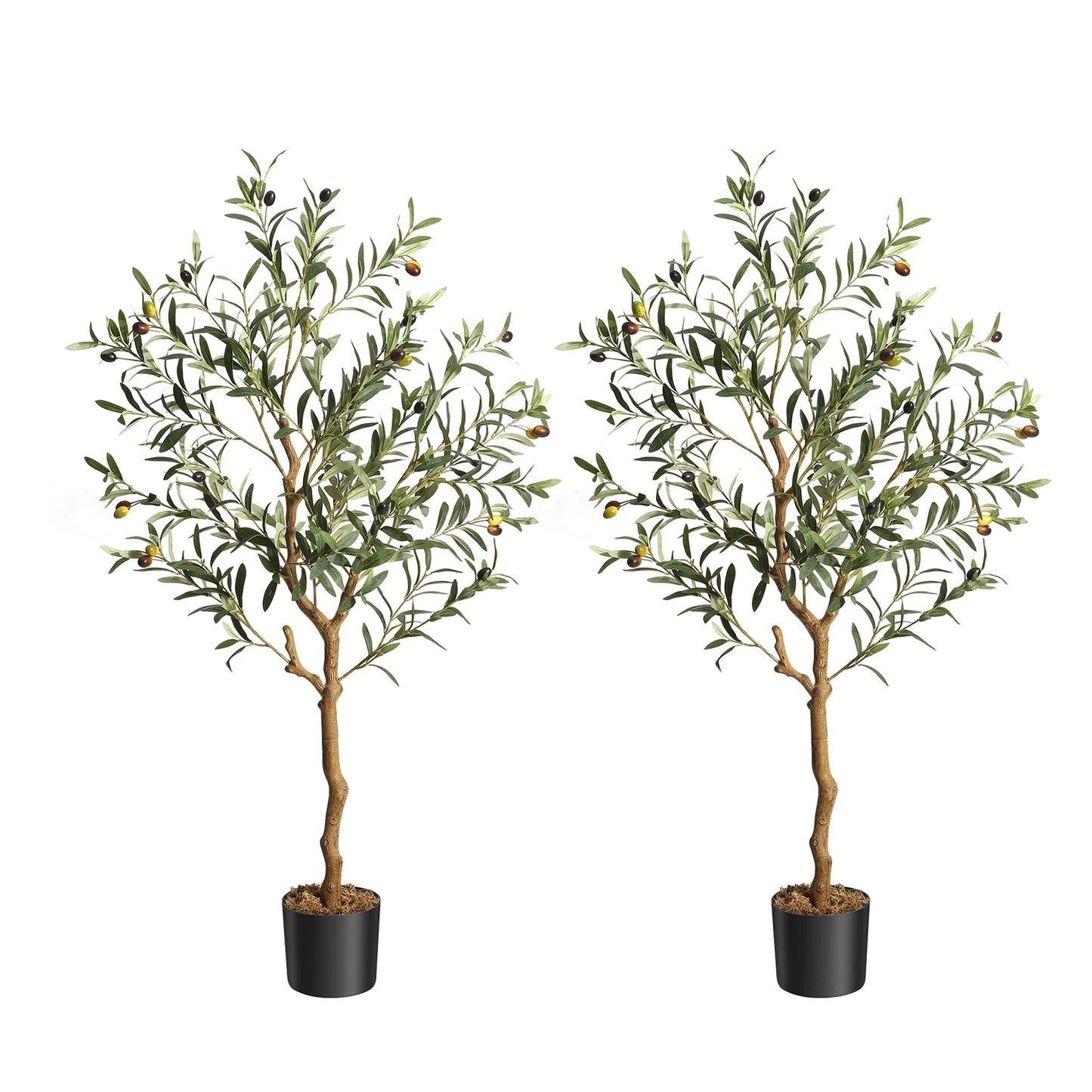 Artificial Olive Tree Silk Fake Potted Tree with Natural Wood Trunk and Lifelike Fruits for Home Office Living Room Indoor Decor