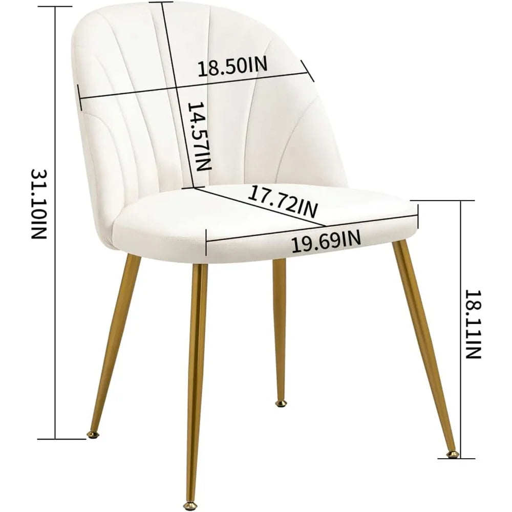 Velvet Dining Chairs Set of 4, Mid-Century Modern Upholstered Kitchen Chair with Metal Gold Legs, Elegant Accent Chairs w/Luxury
