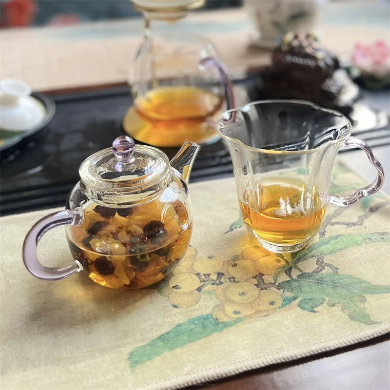 One Person 150ml Small Capacity Heat-Resistant Kung Fu Glass Teapot Brewing Puer Flower Green Tea Pot Teaware