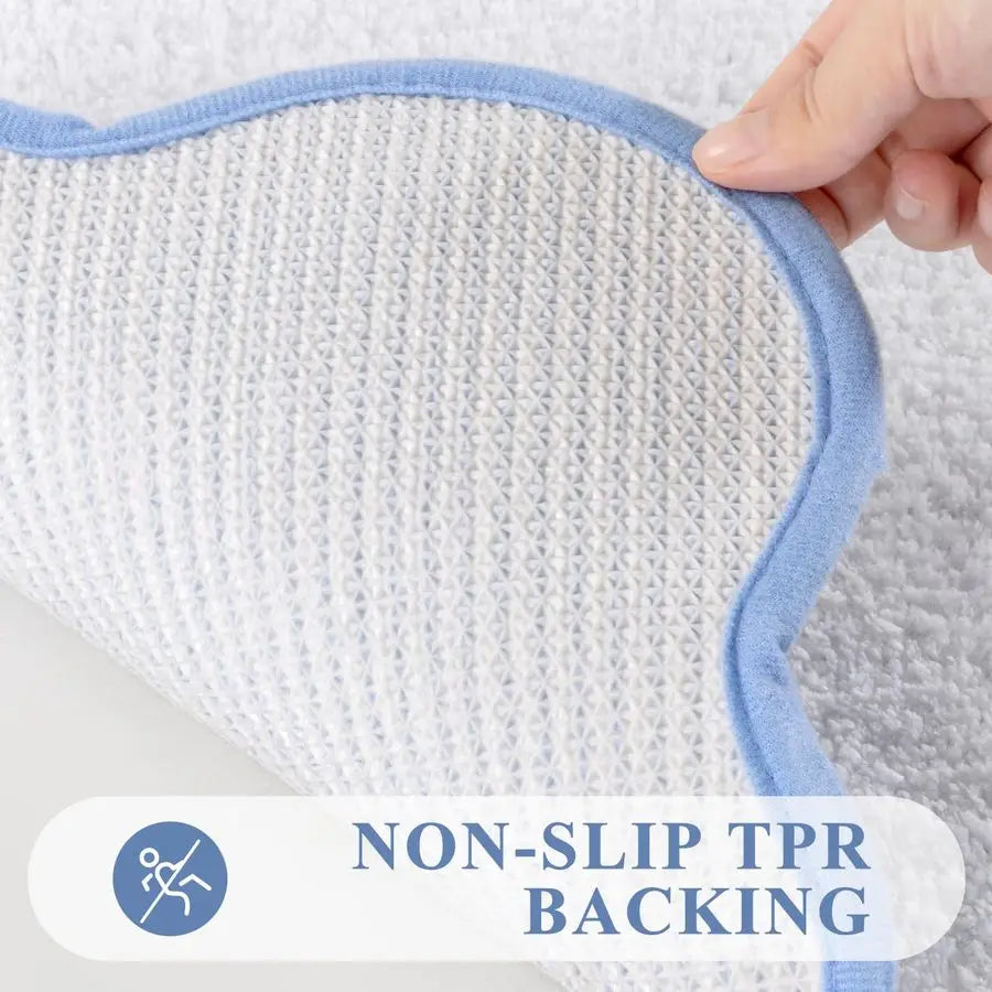 Bathroom Rugs Sets 3 Piece Scalloped Bathroom Shower Rugs with UShaped Contour Toilet Mat Absorbent Microfiber Plush Bath Mats N