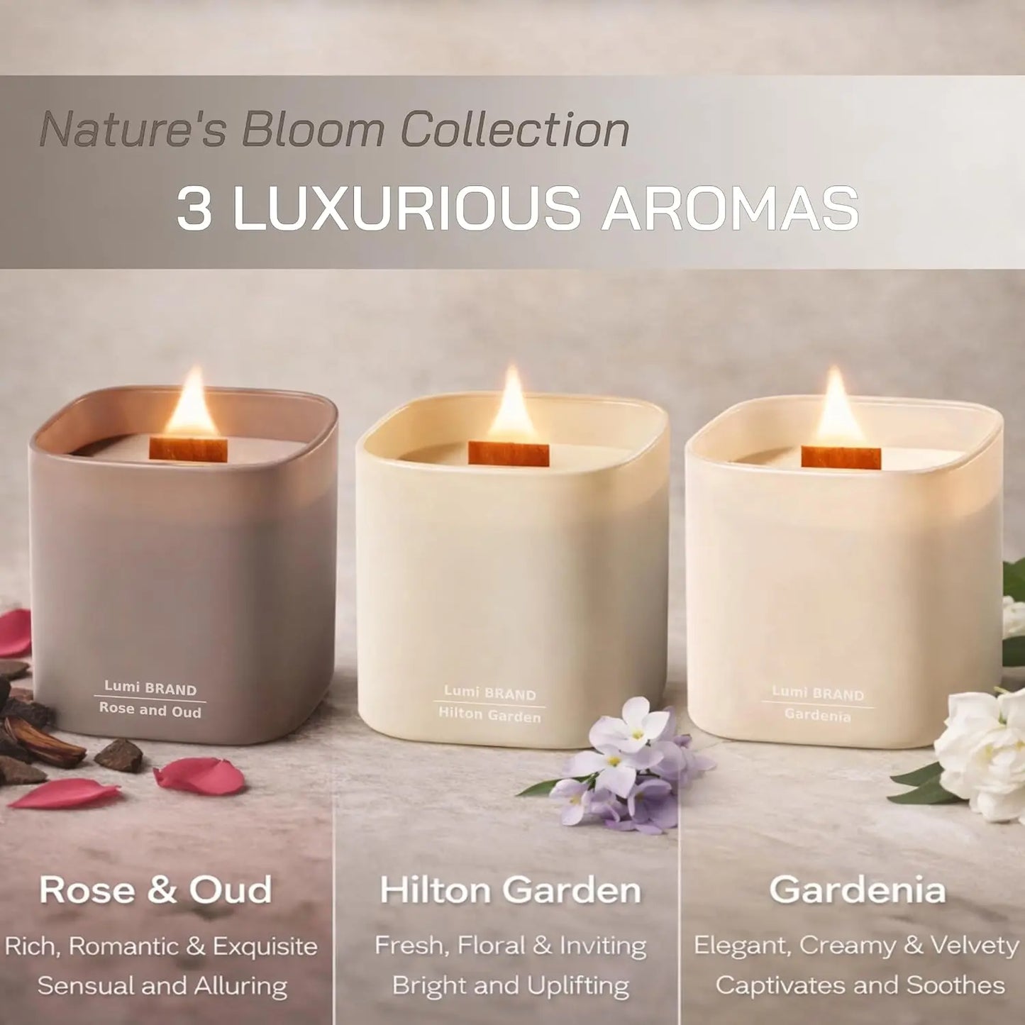 3-Pack Scented Soy Candles Gift Set with Crackling Wood Wicks, 9.8oz Each for Relaxation and Home Decor