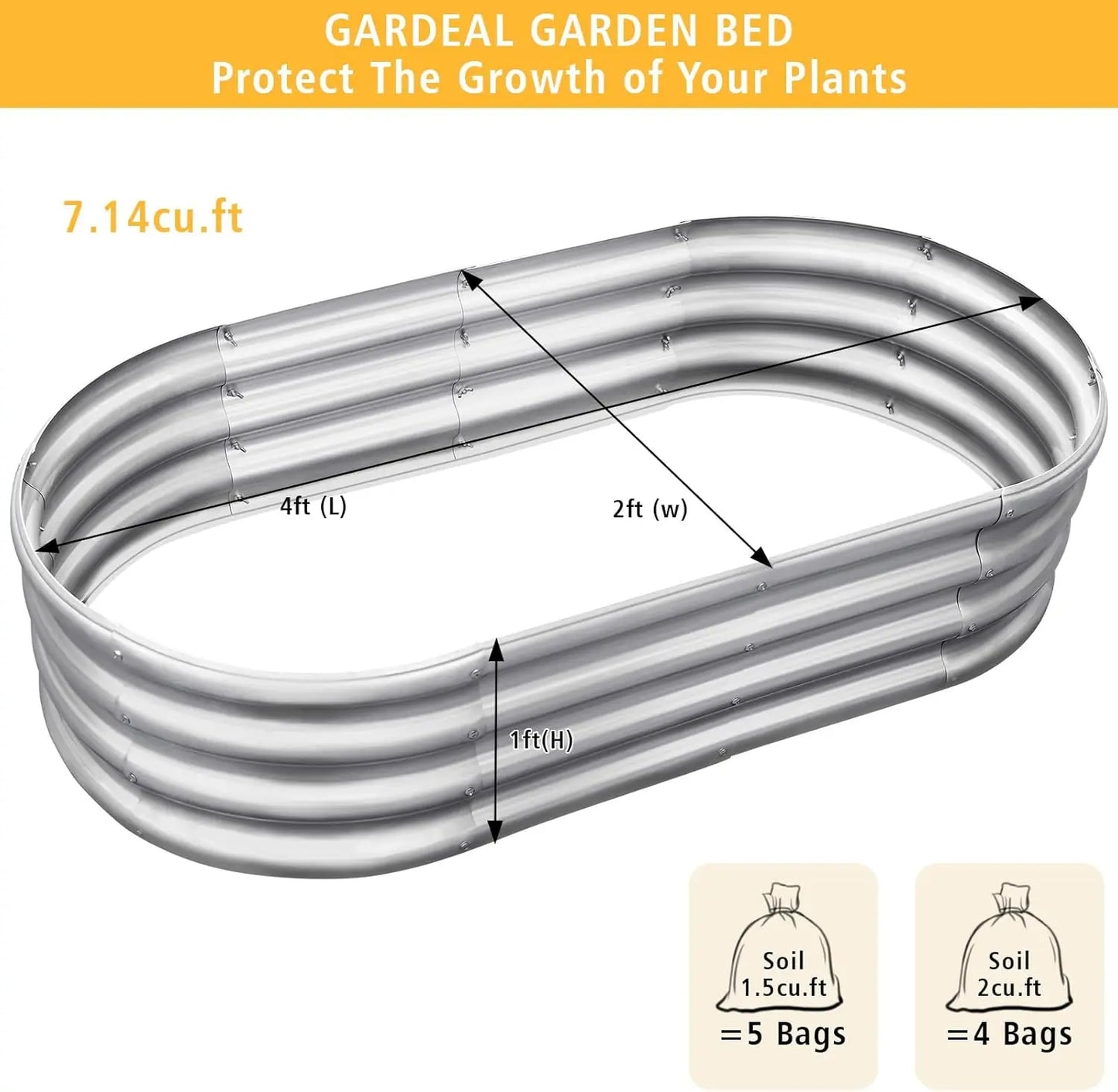 2-Pack Galvanized Steel Raised Garden Bed Kit, 4x2x1ft Metal Planter Box for Vegetables Herbs Flowers