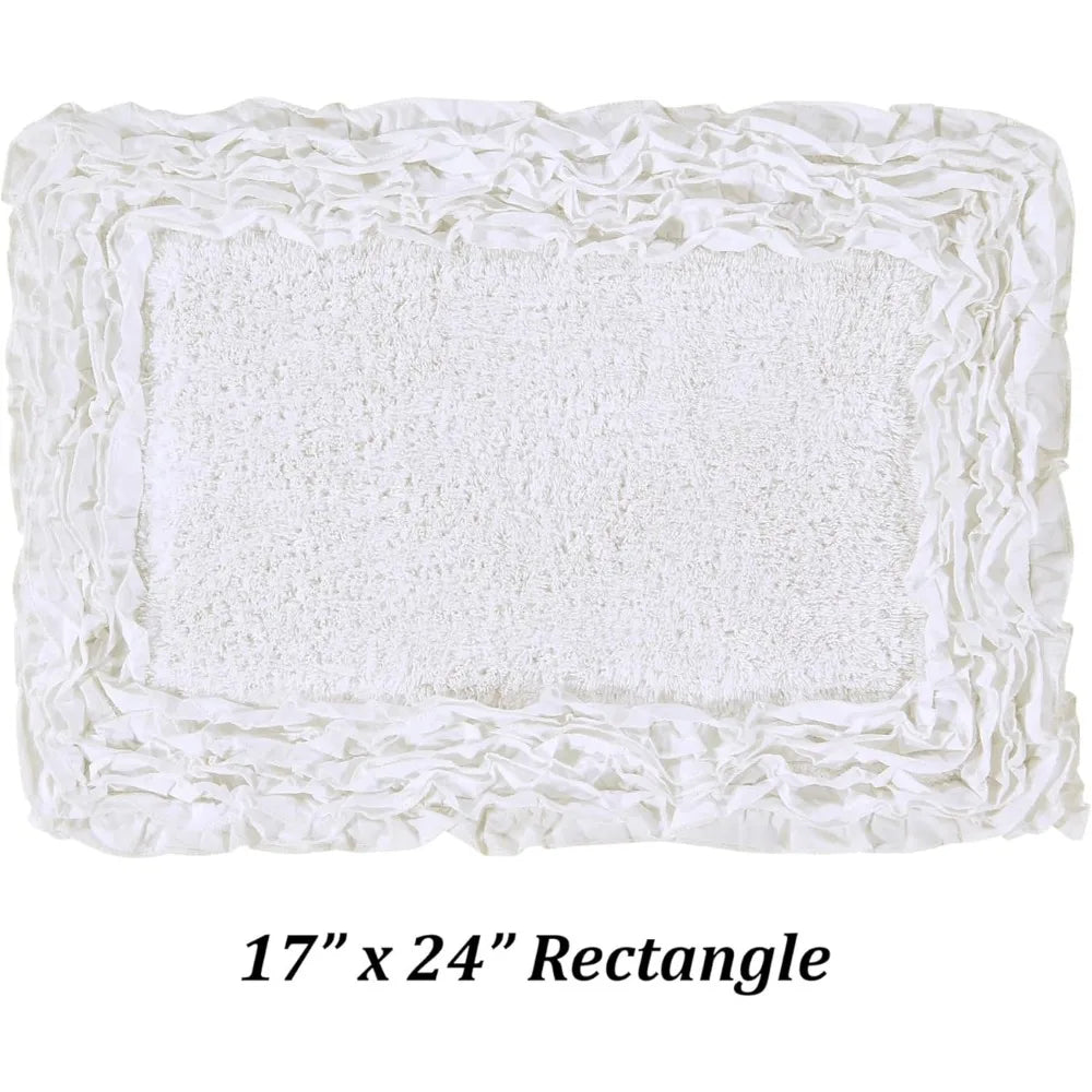 stylish 17x24 cotton bath mat set - 100% absorbent, soft, non-slip for bathroom