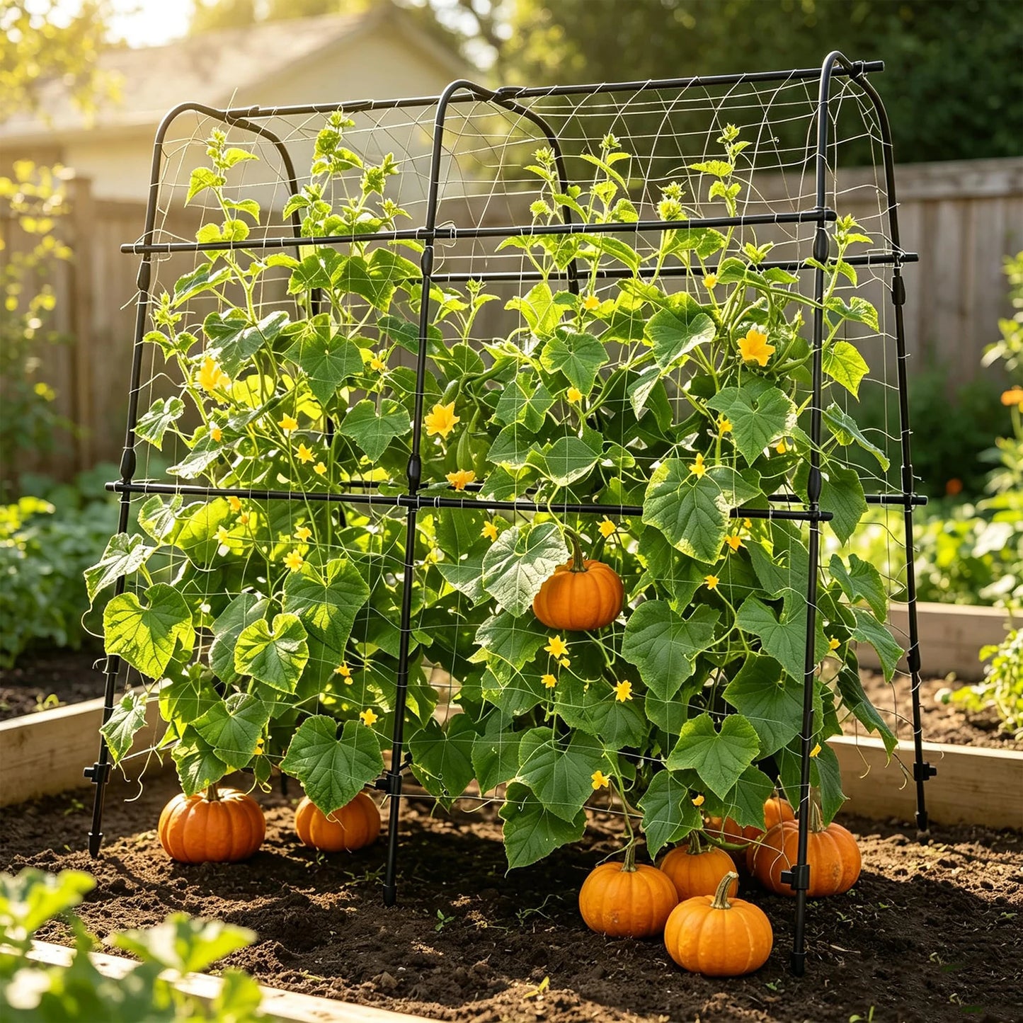 5.3x5.3 FT Garden Arch Trellis For Climbing Plants, U Shape Cucumber Melon Support For Raised Beds, Grapes Roses Vegetables
