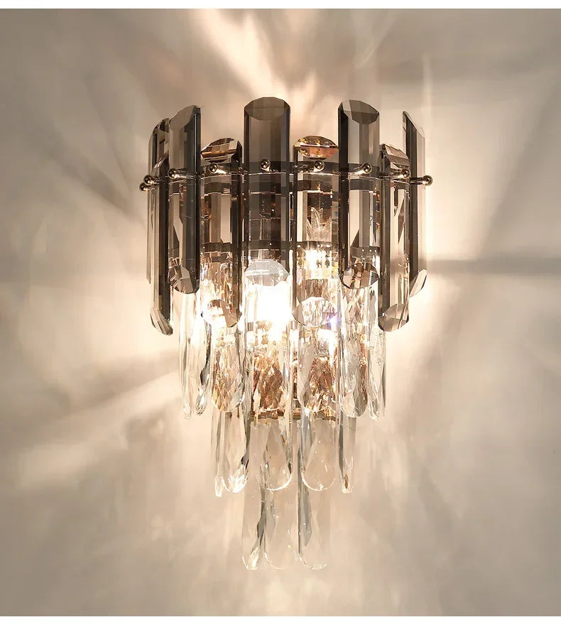 Modern Minimalist Light Luxury Crystal Glass Rod Wall Lamp Living Room Study Bedroom Decoration Led Home Indoor Lighting