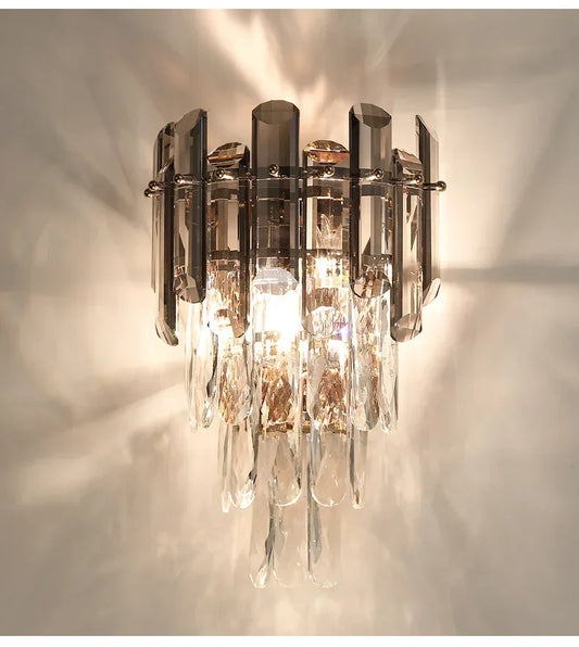 Modern Minimalist Light Luxury Crystal Glass Rod Wall Lamp Living Room Study Bedroom Decoration Led Home Indoor Lighting