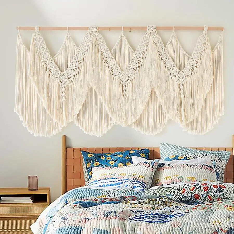 Macrame Wall Hanging Wedding Hanger Macrame Wall Decor Dorm Craftsmanship Handmade Tassel Knotting Boho Fiber Art Home Room Deco