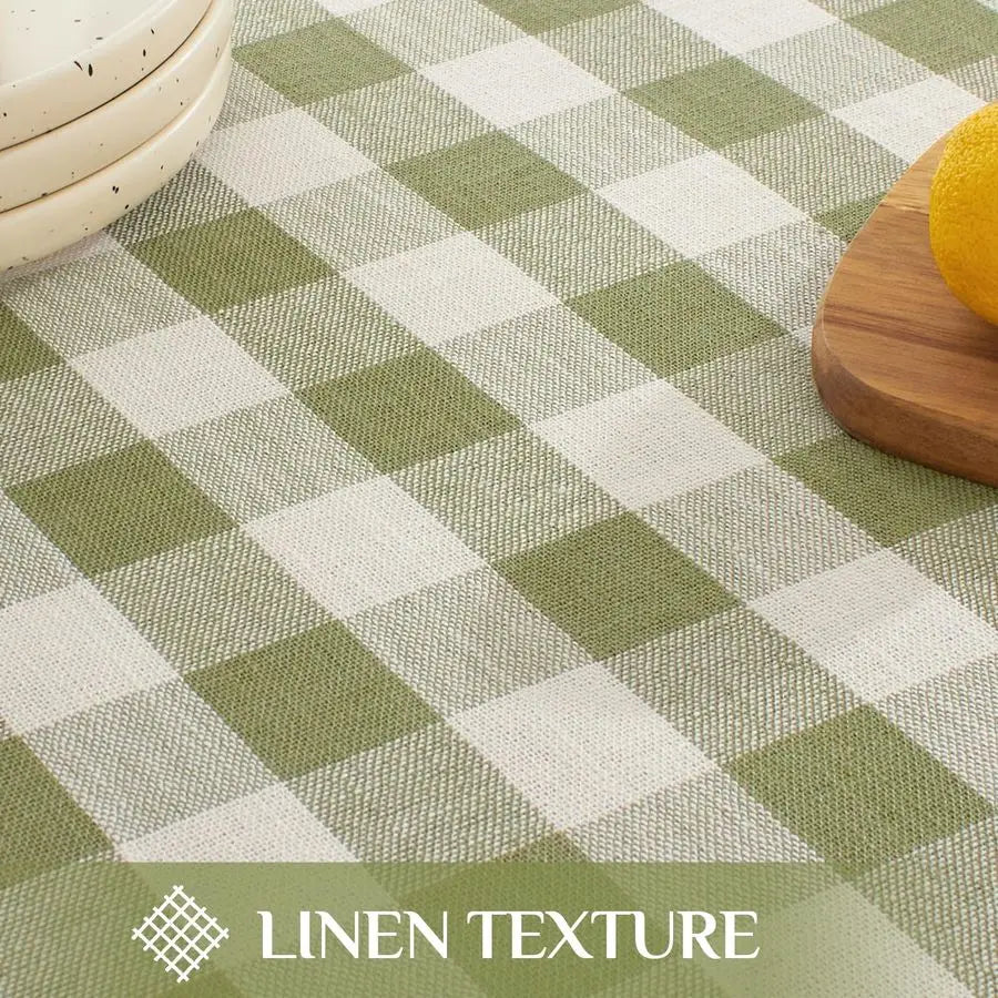Spring Checkered Tablecloth Rectangle, Outdoor Linen Cotton Gingham Table Cloth with Tassel, Heavy Duty Wrinkle Free Buffalo Pla