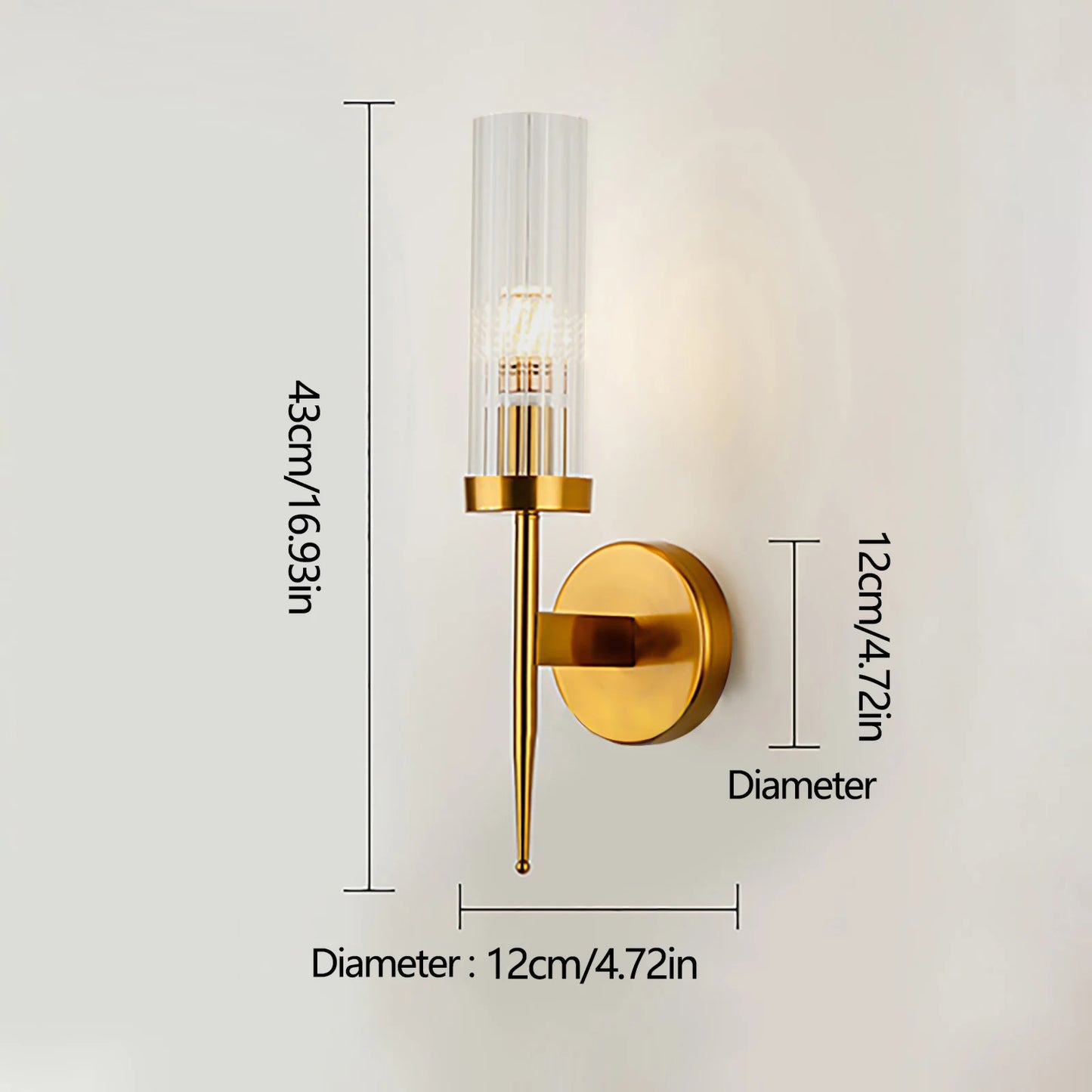 Wall-mounted Elegant Golden Wall Sconce with Glass Shade Modern LED Light Fixture for Living Room & Bedroom Decor Easy Install