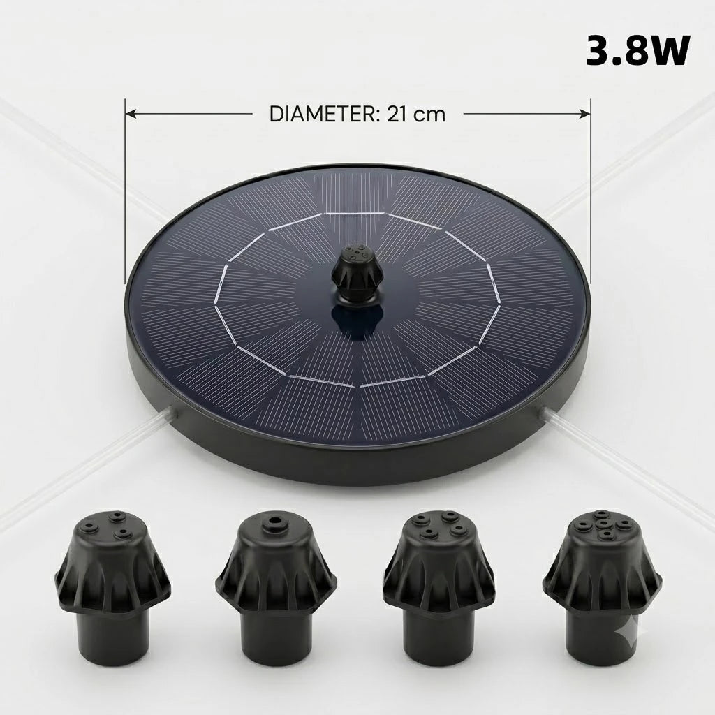 Solar Fountain, 1.8W/3.8W Solar Water Fountain with 4*Nozzles and 4*Crash Bars, DIY Water Feature&Outdoor Landscape Decor, Suitable for Bird Bath Garden Pond Pool etc