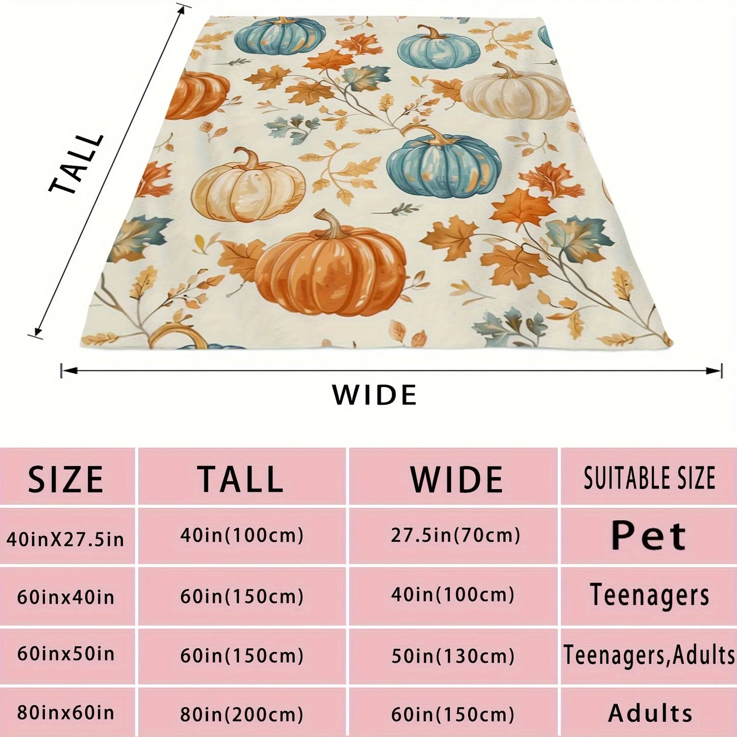 Cozy Pumpkin-Themed Flannel Throw Blanket - Soft, Warm & Lightweight for Couch or Bed, Machine Washable