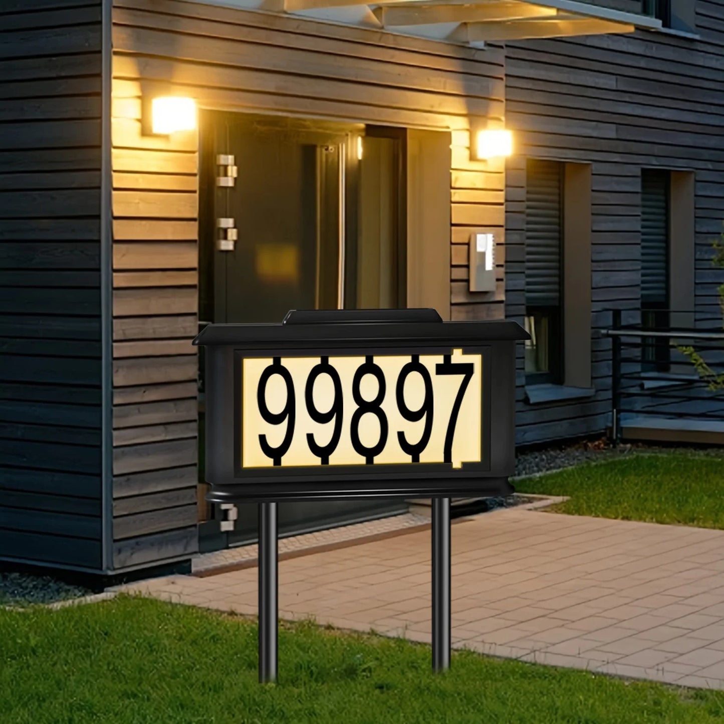 Solar Outdoor Lighting House Number Sign Light, Spotlight, Directional Light, Dual-Use Warm Light/White Light, Address Sign Light with Stake, Led Address Plaque Light for Houses and Homes, Suitable for Villas, Rural Areas, De