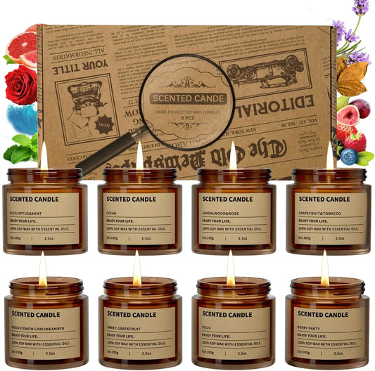 8 Scented Candles Gift Set for Women, Perfect for Home, Birthdays, Weddings & Christmas