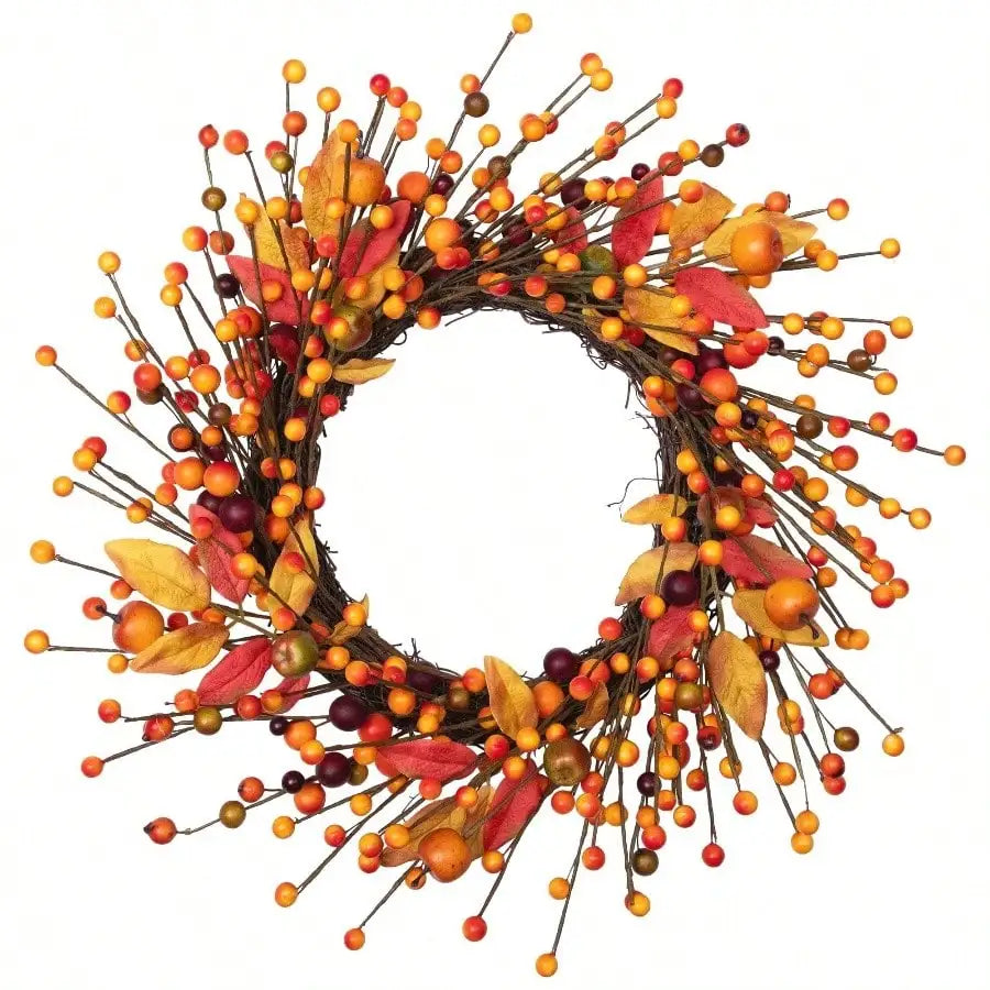 Artificial Berry & Apple Fall Decor for Door, Farmhouse Autumn Thanksgiving Wedding Table Garland, Realistic Foliage Twig