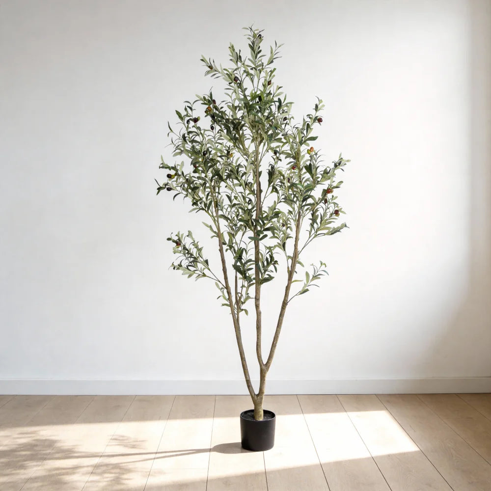 5/6/7FT  Artificial  Olive Tree in Plastic Black Pot, Artificial Plants，High degree of simulation, home interior decorations