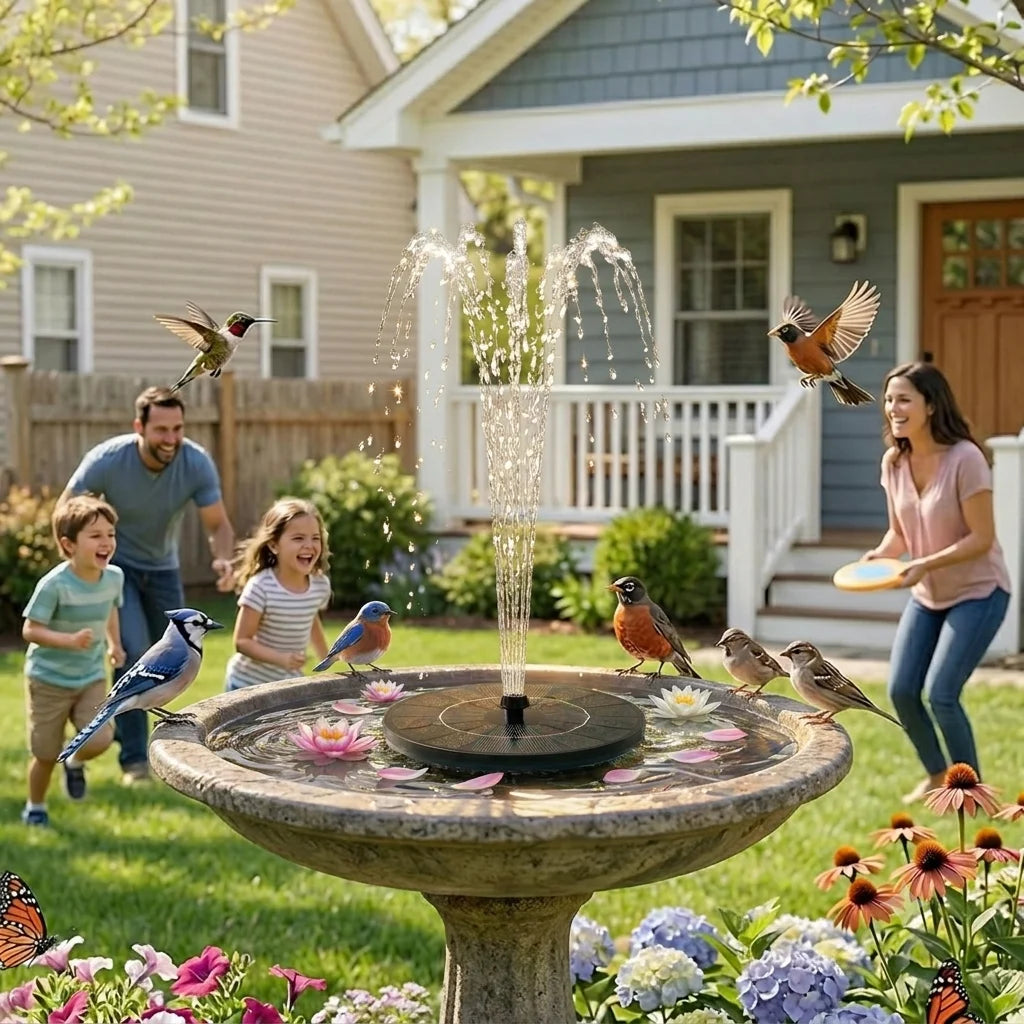 Solar Fountain, 1.8W/3.8W Solar Water Fountain with 4*Nozzles and 4*Crash Bars, DIY Water Feature&Outdoor Landscape Decor, Suitable for Bird Bath Garden Pond Pool etc
