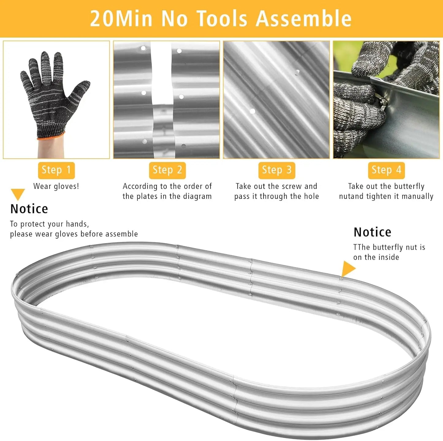 2-Pack Galvanized Steel Raised Garden Bed Kit, 4x2x1ft Metal Planter Box for Vegetables Herbs Flowers