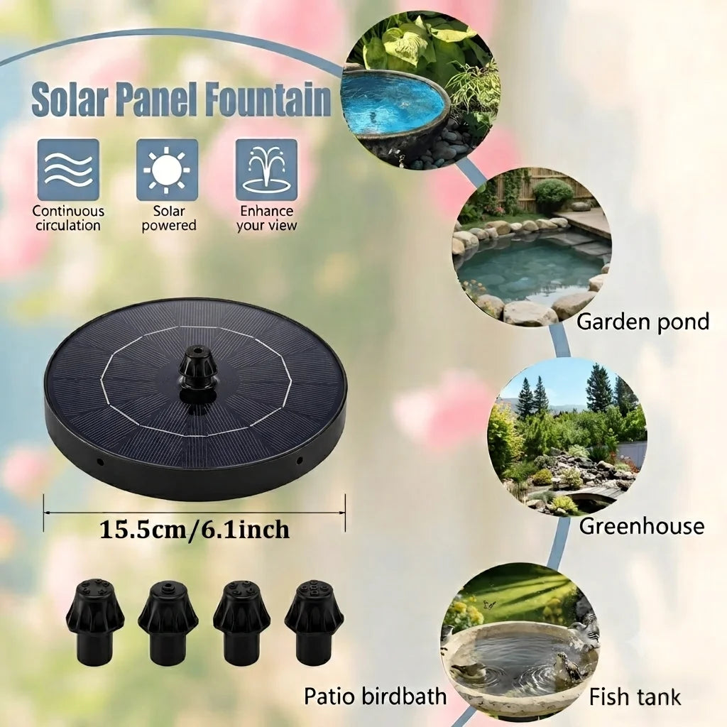 Solar Fountain, 1.8W/3.8W Solar Water Fountain with 4*Nozzles and 4*Crash Bars, DIY Water Feature&Outdoor Landscape Decor, Suitable for Bird Bath Garden Pond Pool etc
