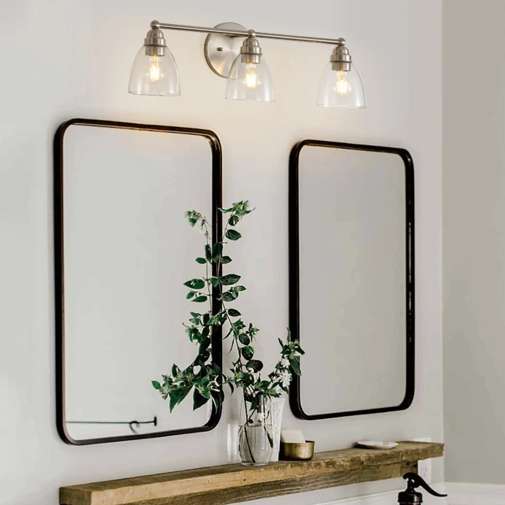 Modern Bathroom Vanity Light Clear Glass Shade Wall Sconces Over Mirror Living Room Bedroom Hallway (Bulb Not Included)