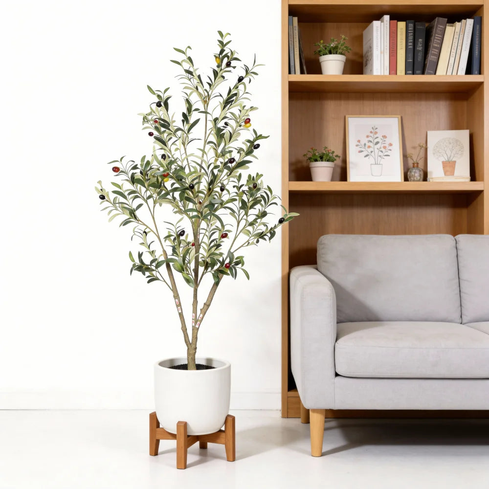5/6/7FT  Artificial  Olive Tree in Plastic Black Pot, Artificial Plants，High degree of simulation, home interior decorations