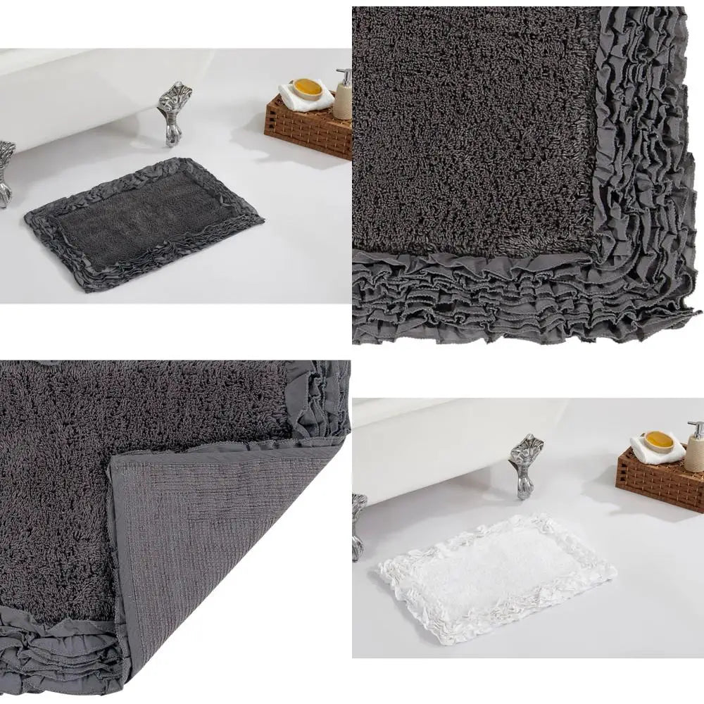 stylish 17x24 cotton bath mat set - 100% absorbent, soft, non-slip for bathroom