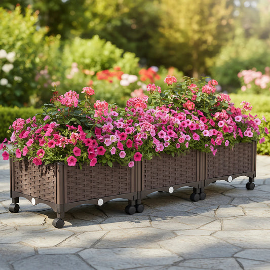 Raised Beds with Drainage Plug Elevated Garden Box for Backyard Patio Balcony(C)