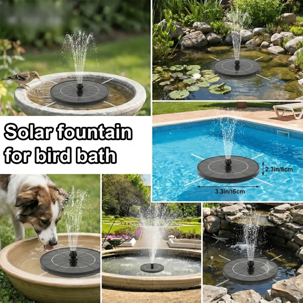 Solar Fountain, 1.8W/3.8W Solar Water Fountain with 4*Nozzles and 4*Crash Bars, DIY Water Feature&Outdoor Landscape Decor, Suitable for Bird Bath Garden Pond Pool etc