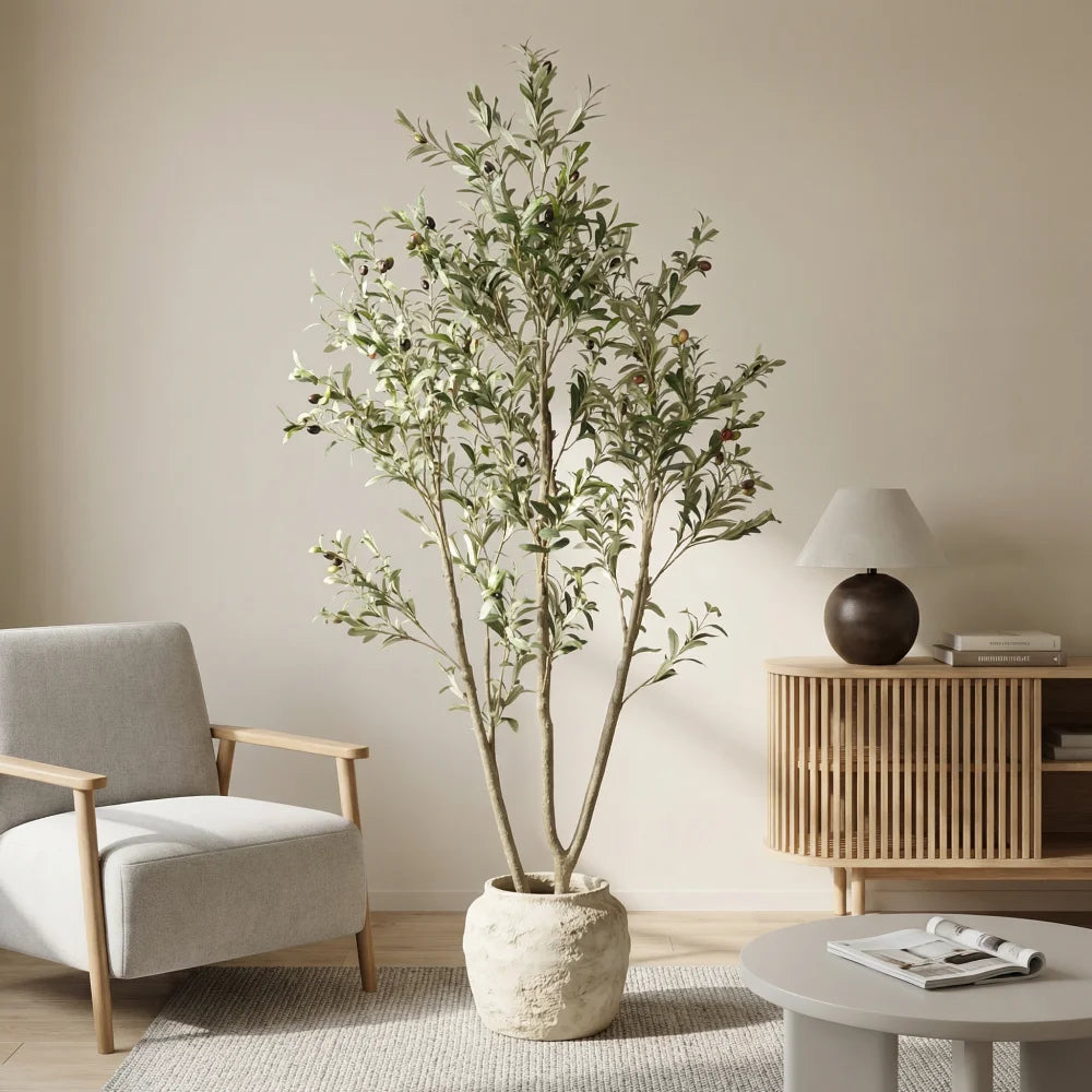 5/6/7FT  Artificial  Olive Tree in Plastic Black Pot, Artificial Plants，High degree of simulation, home interior decorations