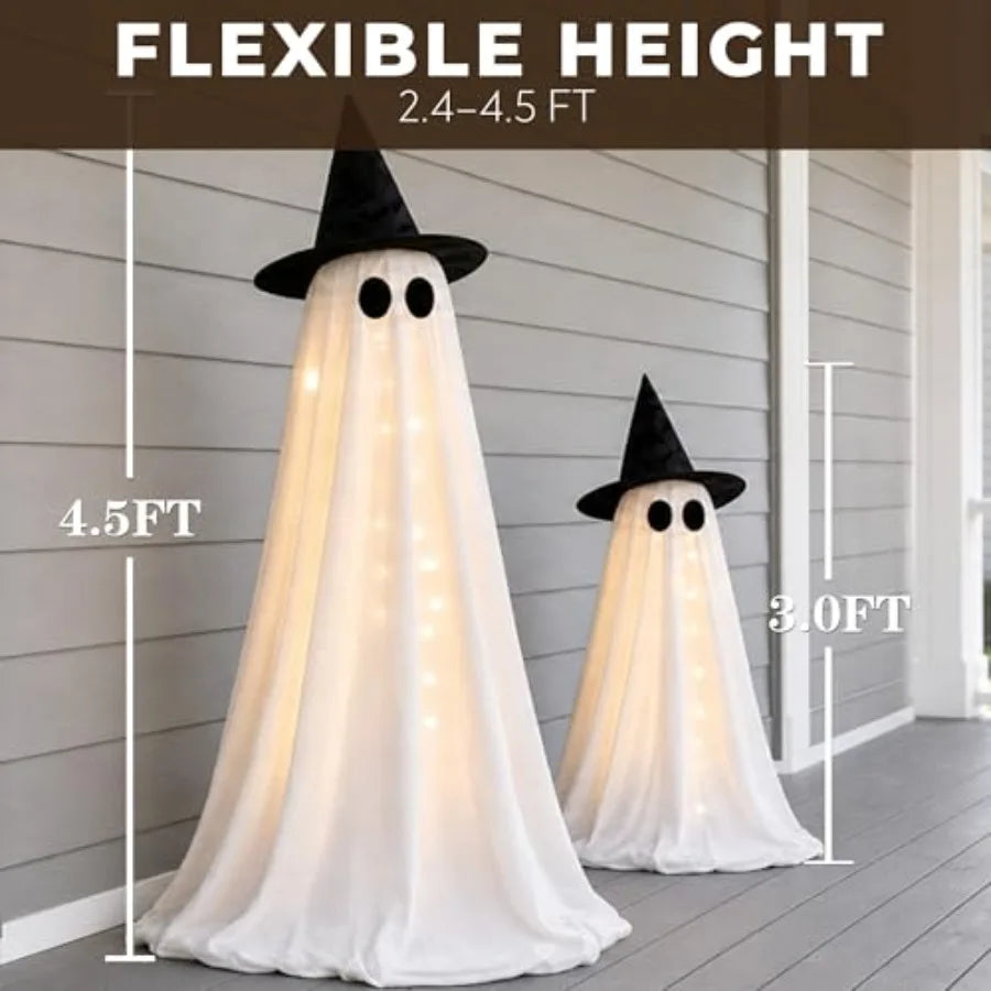 Halloween Decorations Indoor - 2 Pack Light Up Ghosts Easy to Assemble Adjustable Height Spooky Halloween Party Decorations for