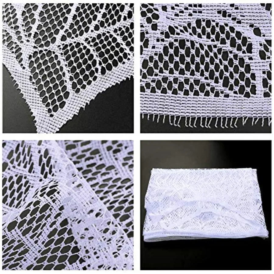 Halloween Fireplace Mantel Scarf, Halloween Decorations White Lace Spiderweb Fireplace Cover Festive Party Supplies, 18 x 98 in