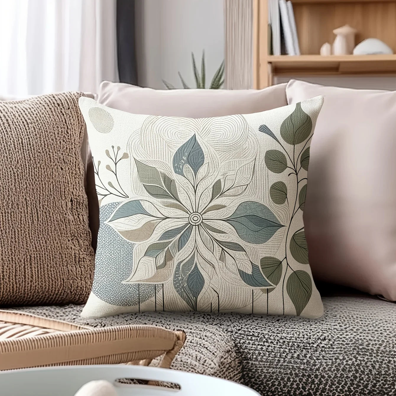 4Pcs Contemporary Floral Pillow Covers - Botanical Print Single-Sided Cushion Covers for Home Decor (Pillow Not Included)