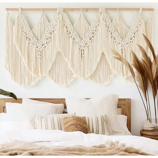 Macrame Wall Hanging Wedding Hanger Macrame Wall Decor Dorm Craftsmanship Handmade Tassel Knotting Boho Fiber Art Home Room Deco