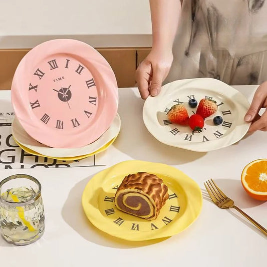 French Style Creative Plastic Plates Light Luxury Home Pasta Plate Vegetable Dish Dessert Cakes Fruit Plates Artistic Tableware