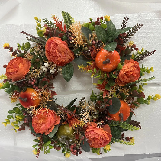 Fall Wreath For Front Door Wreath With Artificial Pumpkin Room Decoration Plantas Artificiales DecoracióN Artificial Flower