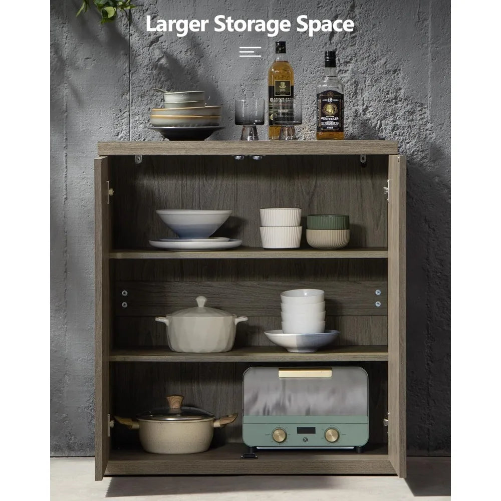 Buffet Cabinet with Storage Accent Sideboard Modern Credenza with Doors&Shelves Fluted Media Console Mid Century Coffe Bar Table