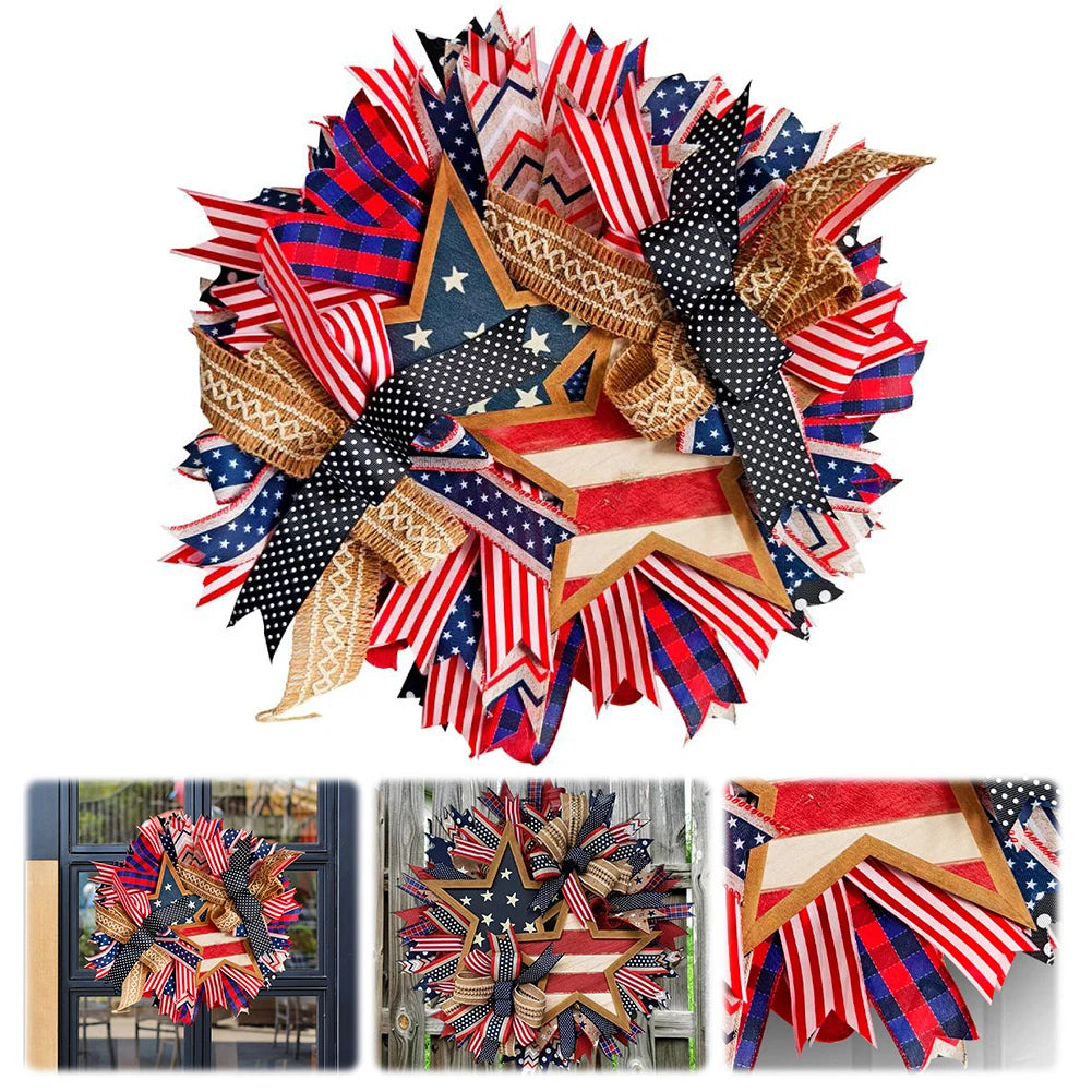 4th of July Wreath Patriotic American Wreath Independence Day Wreath Front Door Wall Home Decor