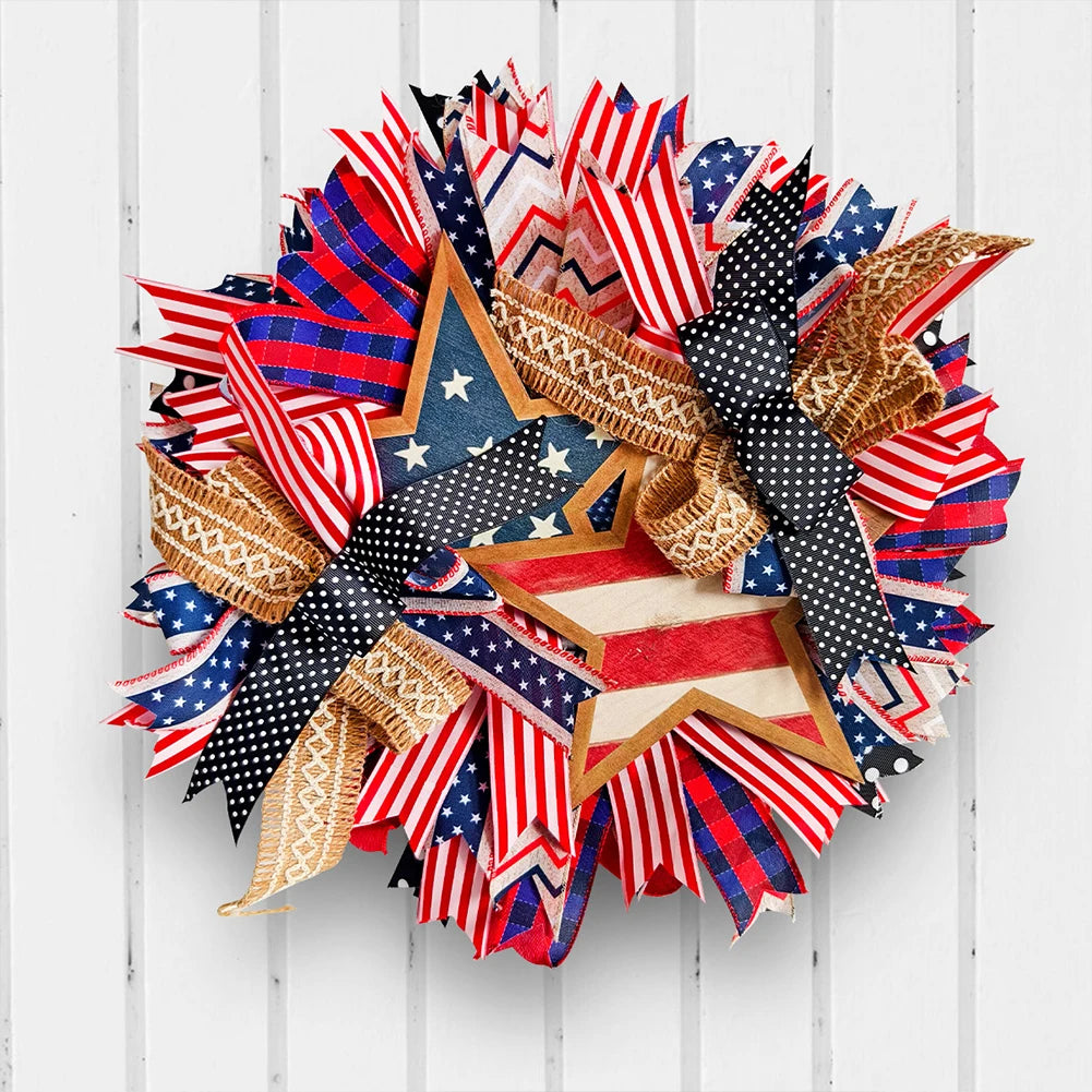 4th of July Wreath Patriotic American Wreath Independence Day Wreath Front Door Wall Home Decor