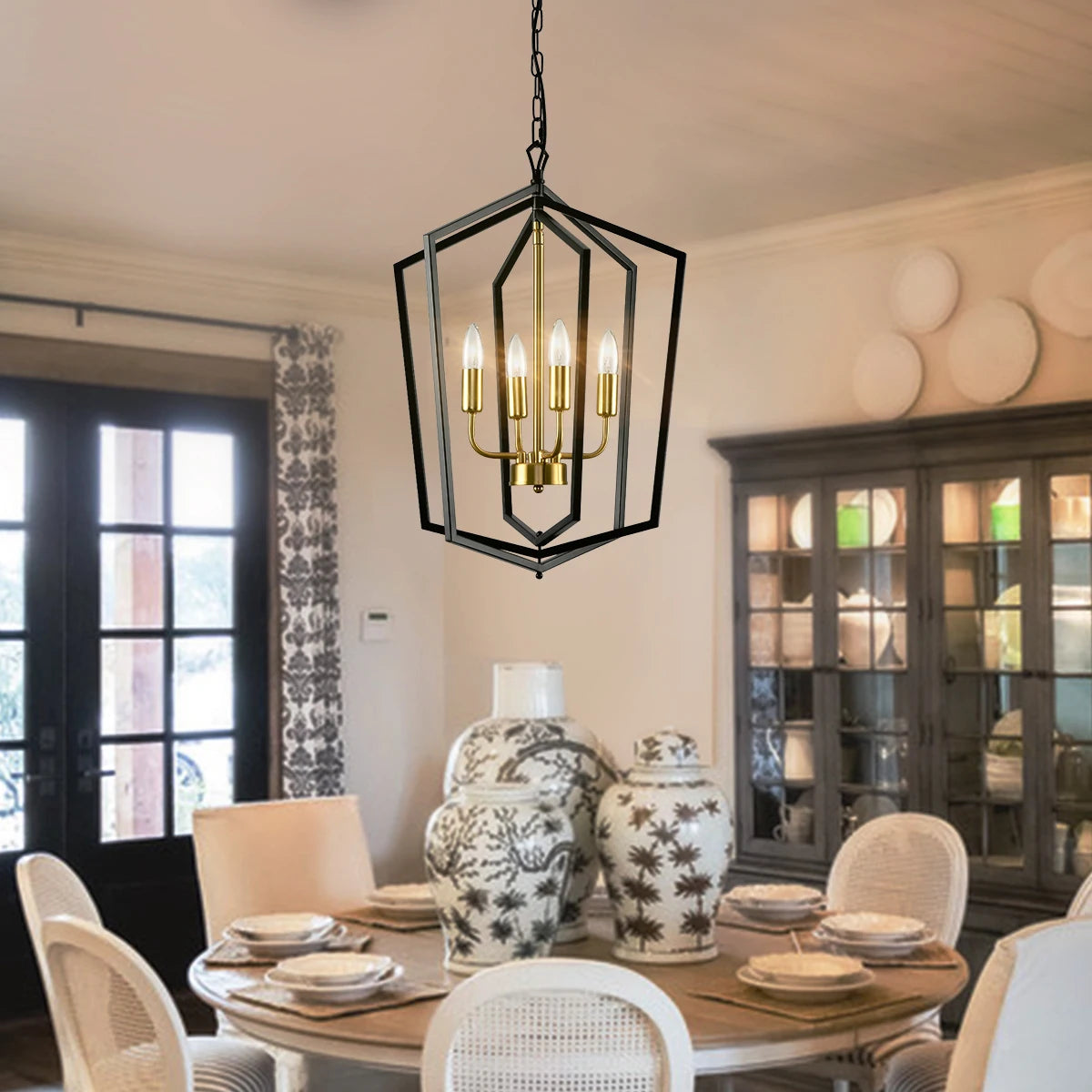 4 Light Luxury Chandeliers Farmhouse Industrial Pendant Lighting Classic Lantern Hanging Light for Kitchen Island Dining Room